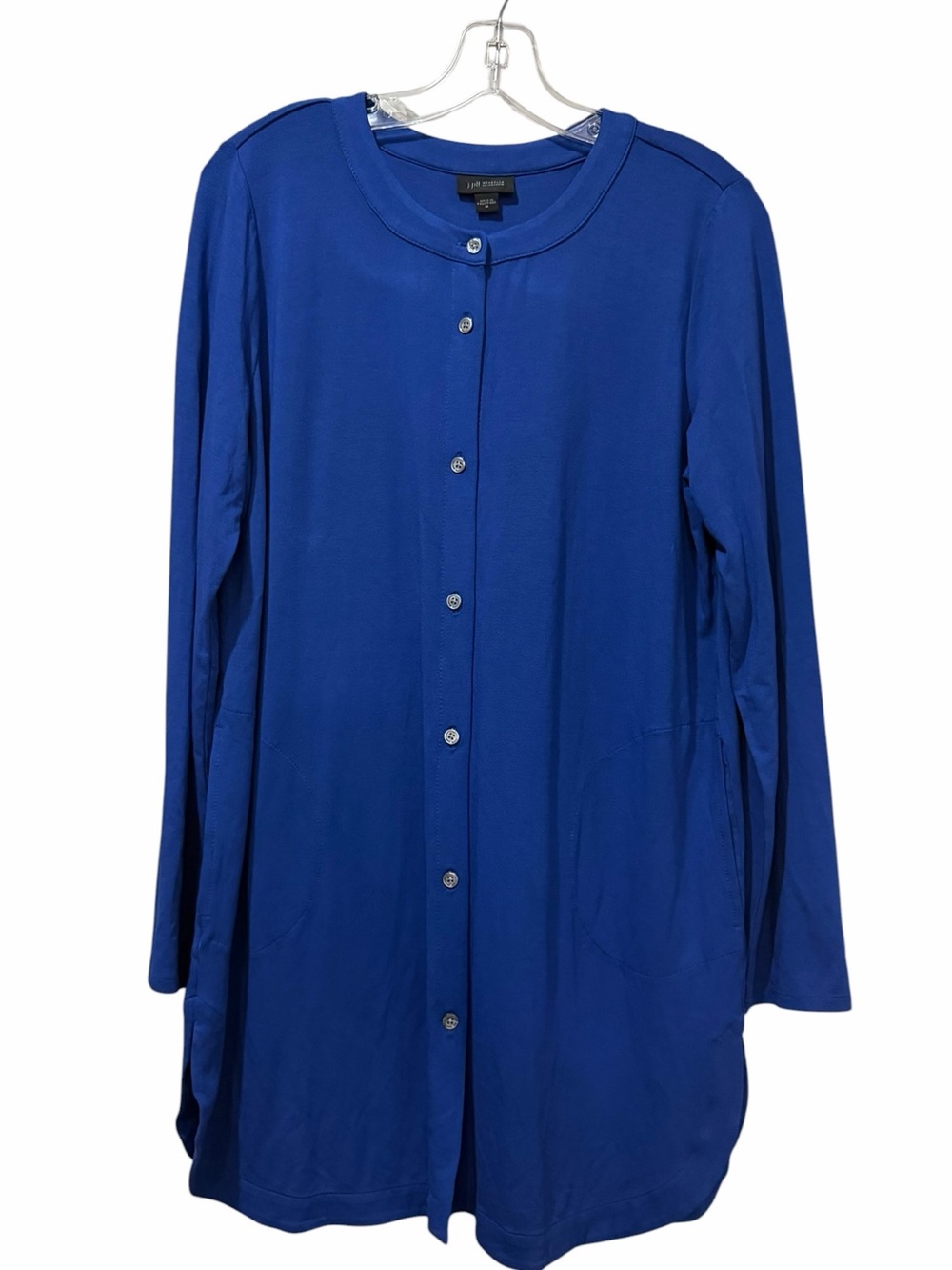 J. Jill Medium Royal Blue Long Sleeve Tunic Longline Top Blouse B7